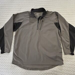 Simms Gray Brown Fleece‎ Quarter 1/4 Zip Long Sleeve Men Sz 2XL Fishing Pullover
